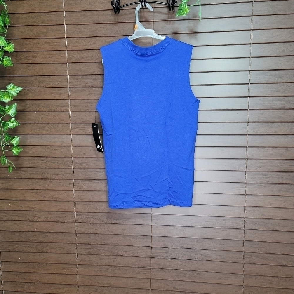 NWT Adidas Sleeveless Cobalt Blue And Silver Boys Top Size 8 - Picture 2 of 11